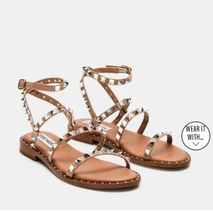 Steve Madden Travel Tan Studded Sandals